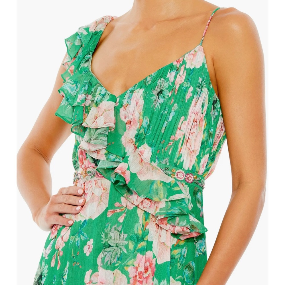 Mac Duggal Green Floral Wedding Dress